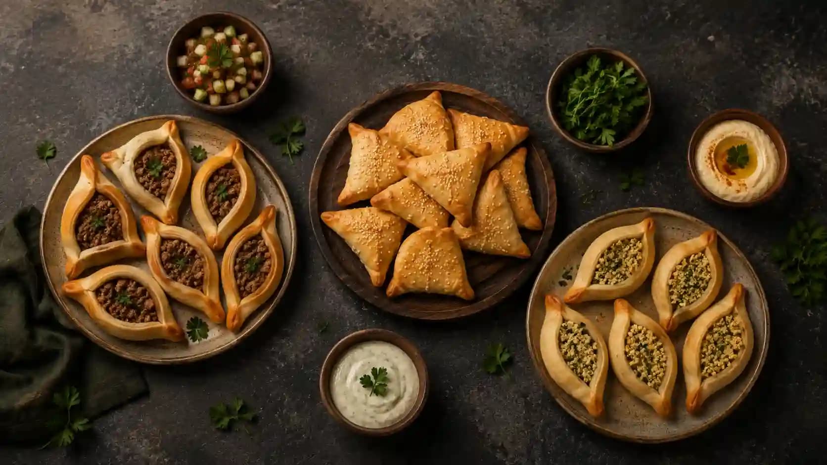 Fatayer pastries with fresh herbs — explore more of our menu